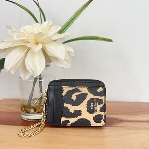 NWT Coach Zip Card Case‎ With Leopard Print
